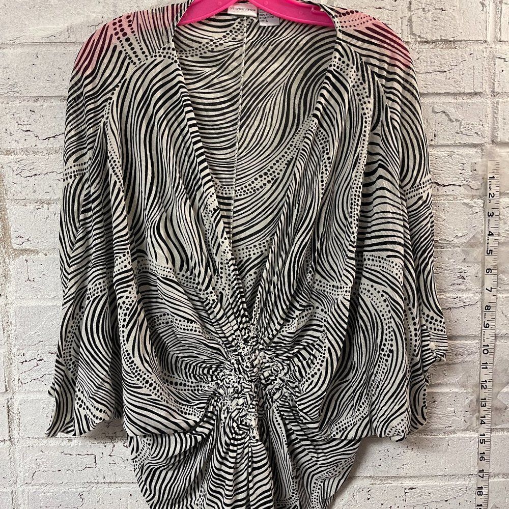Newport News Animal Print Ruched Blouse Large